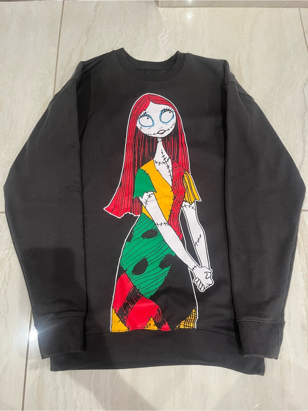 Disney Black Crewneck Sweatshirt with Colorful Sally Patch